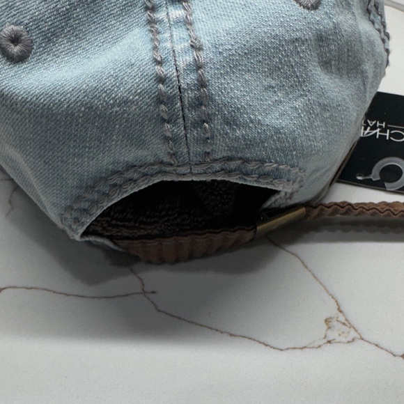 Chapel Hats Embellished Denim and Tan Cap NWT - Picture 8 of 11